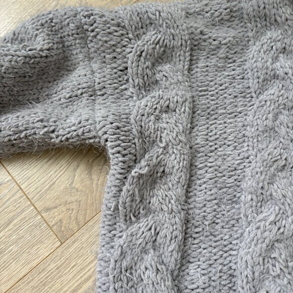 Grey Crop Oversized Knit Sweater - Picture 2 of 4